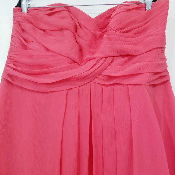David's Bridal Pink Chiffon Strapless Dress Sweetheart Neckline - Picture 5 of 11